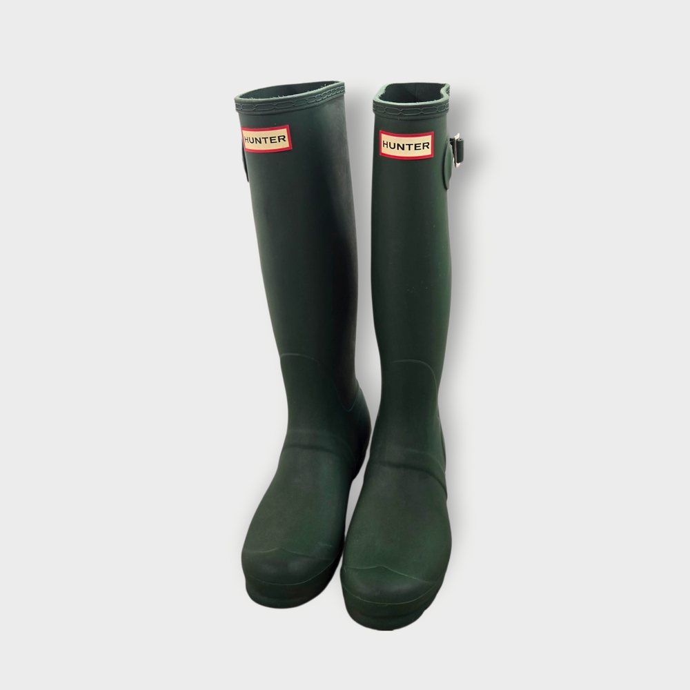 Hunter Women's Original Tall Hunter Pull On Green Rain Boots Size 7 - Picture 5 of 11